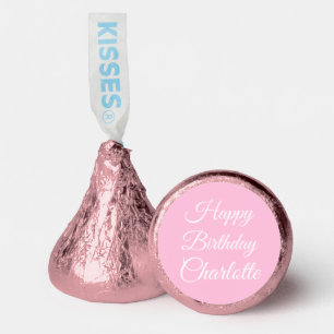 Customize with name, Happy Birthday, light pink Hershey®'s Kisses®