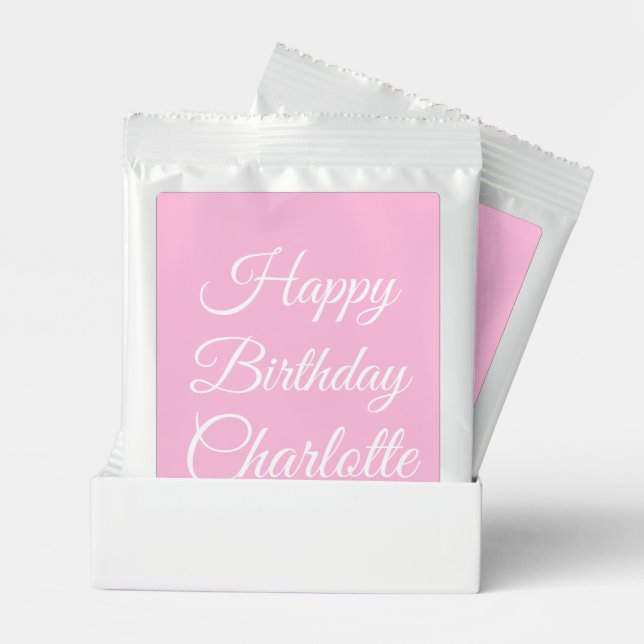 Customize with name, Happy Birthday, light pink Lemonade Drink Mix (Pair)