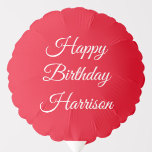 Customize with name, Happy Birthday, red white Balloon