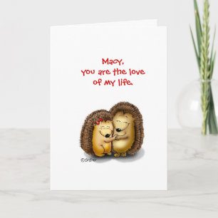 Customize with name - Hugging Hedgehogs Holiday Card