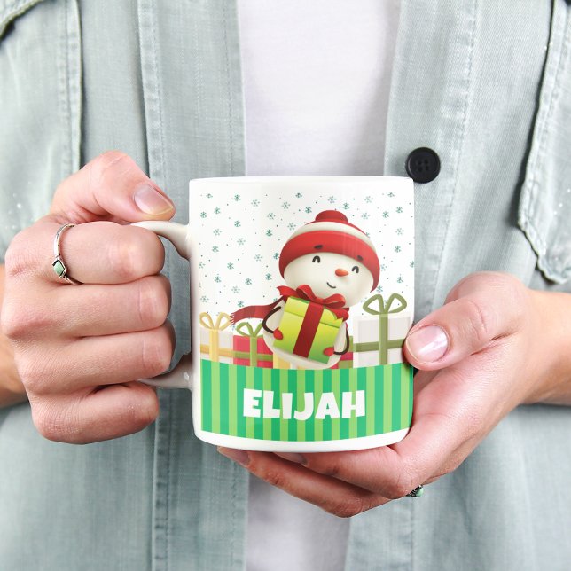 Customize with Name Snowman Colorful Christmas Coffee Mug (Creator Uploaded)