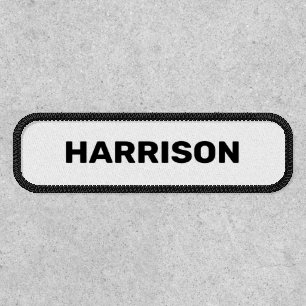 Customize with name, text bold black white patch