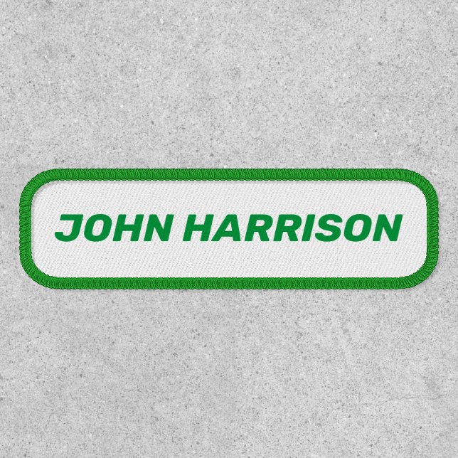 Customize with name, text bold italic green white patch (Front)