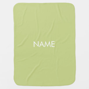 Customize with name, text minimalist avocado green baby blanket