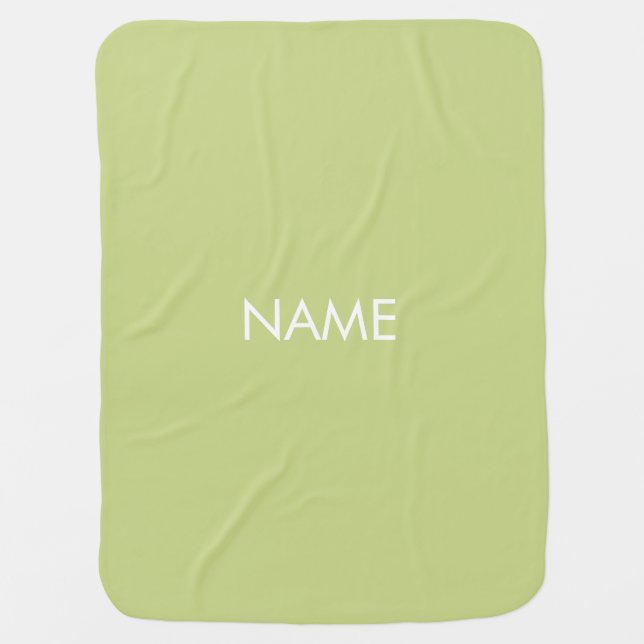 Customize with name, text minimalist avocado green baby blanket (Front)
