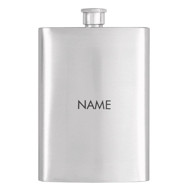 Customize with name, text minimalist black letters flask (Front)