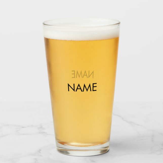 Customize with name, text minimalist black letters glass (Front Filled)