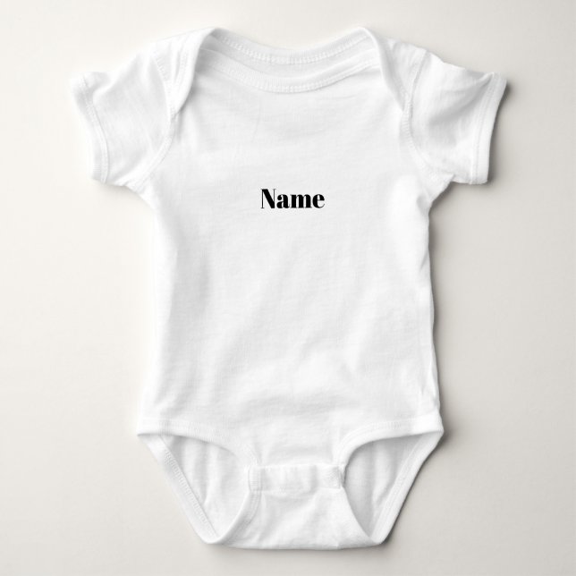 Customize with name, text minimalist black white baby bodysuit (Front)