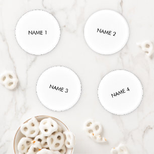 Customize with name, text minimalist black white coaster set
