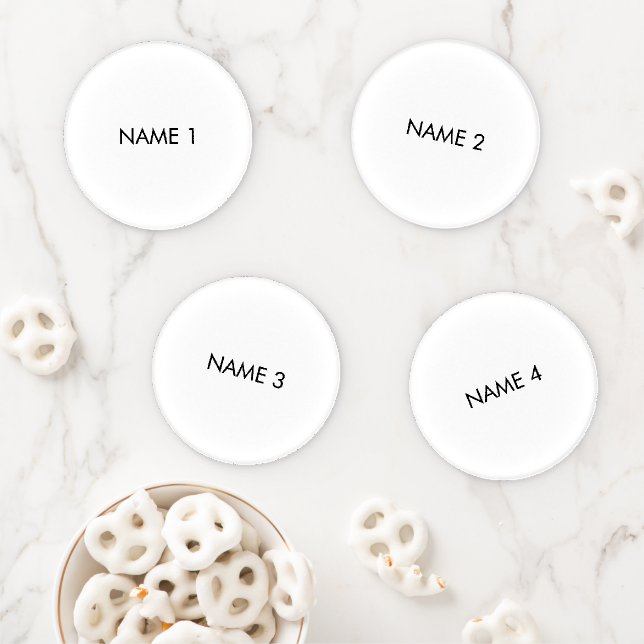 Customize with name, text minimalist black white coaster set (In Situ)