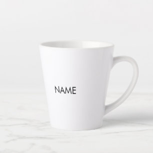 Customize with name, text minimalist black white latte mug
