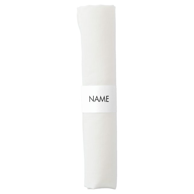 Customize with name, text minimalist black white napkin bands (Front)