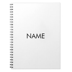 Customize with name, text minimalist black white notebook