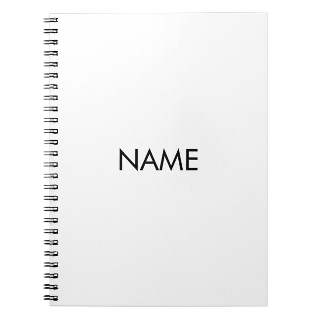 Customize with name, text minimalist black white notebook (Front)