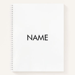 Customize with name, text minimalist black white notebook
