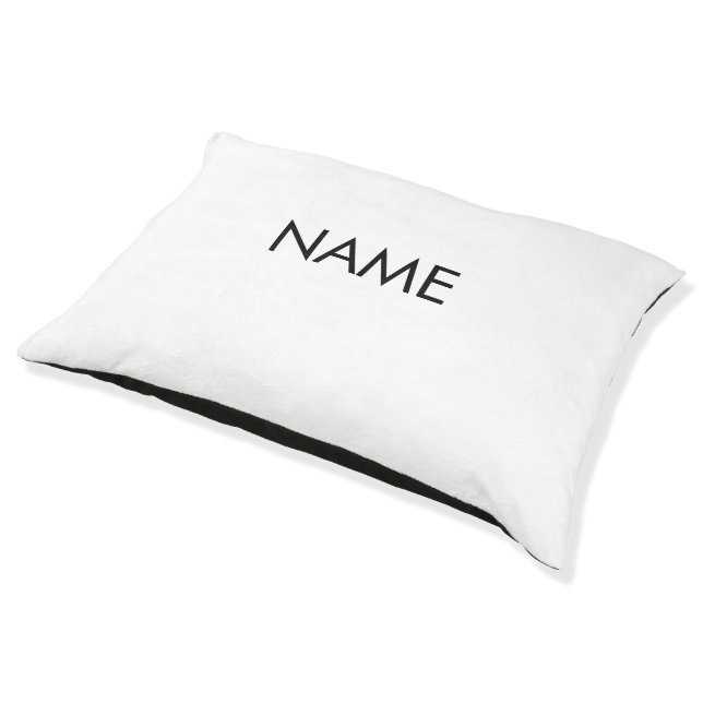 Customize with name, text minimalist black white pet bed (Angled)