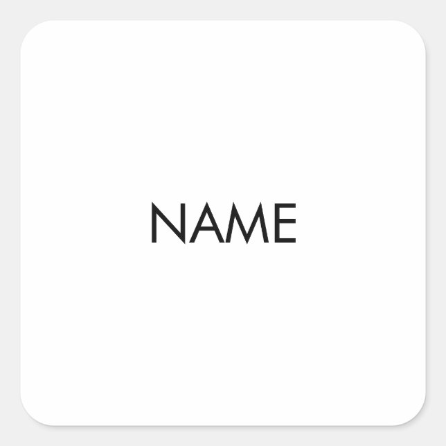 Customize with name, text minimalist black white square sticker (Front)