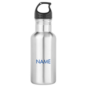 Customize with name, text minimalist blue stainless steel water bottle