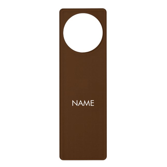 Customize with name, text minimalist brown white door hanger (Front)