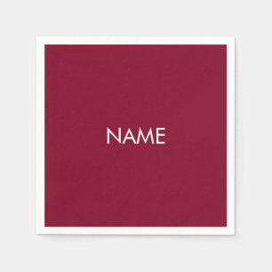 Customize with name, text minimalist burgundy napkins