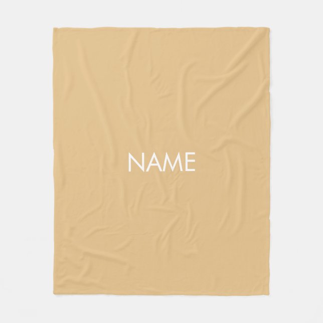 Customize with name, text minimalist camel khaki fleece blanket (Front)