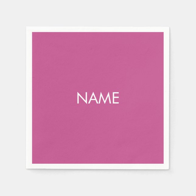 Customize with name, text minimalist dark pink napkins (Front)