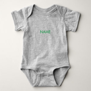 Customize with name, text minimalist green grey baby bodysuit
