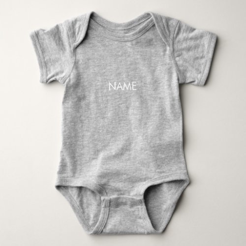 Customize with name text minimalist grey white baby bodysuit