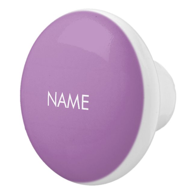 Customize with name, text minimalist lavender whit ceramic knob (Right)