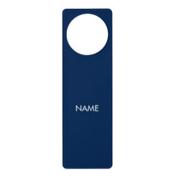 Customize with name, text minimalist navy blue door hanger
