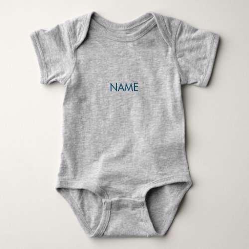 Customize with name text minimalist navy blue grey baby bodysuit