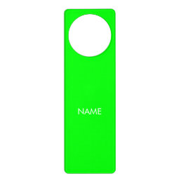 Customize with name, text minimalist neon green door hanger