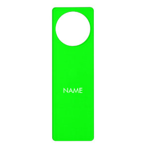 Customize with name, text minimalist neon green door hanger