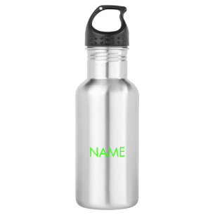 Customize with name, text minimalist neon green stainless steel water bottle