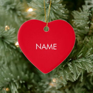Customize with name, text minimalist red white ceramic ornament