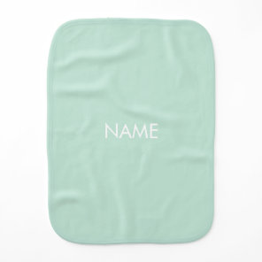 Customize with name, text minimalist seafoam mint baby burp cloth