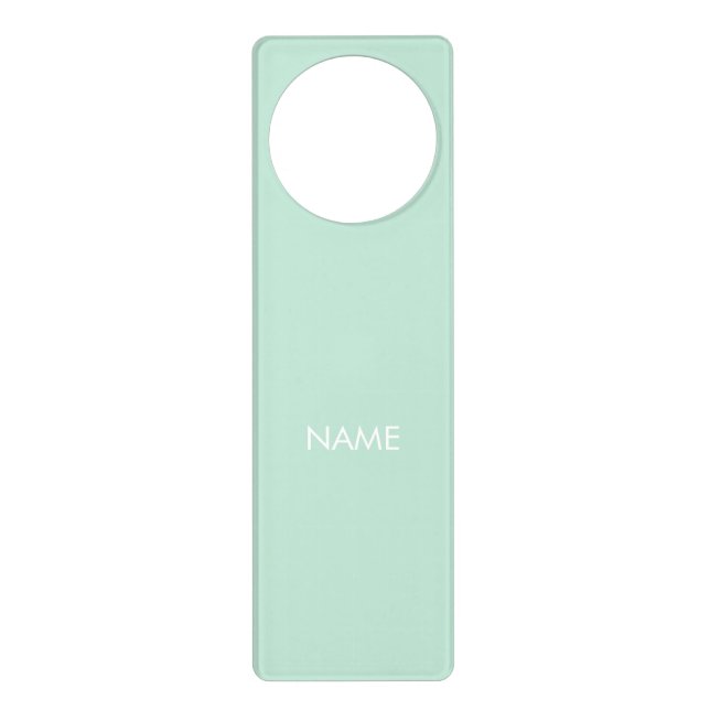 Customize with name, text minimalist seafoam mint door hanger (Front)