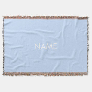 Customize with name, text minimalist sky blue whit throw blanket