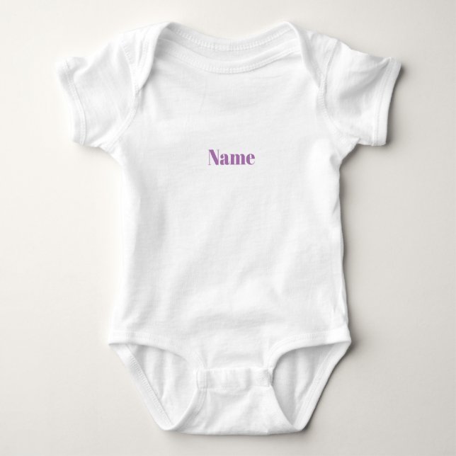 Customize with name, text minimalist white baby bodysuit (Front)