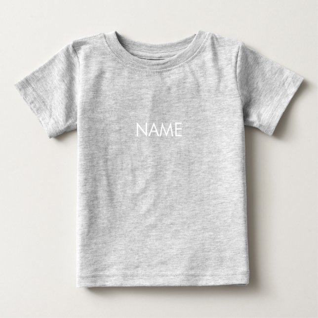 Customize with name, text minimalist white letters baby T-Shirt (Front)