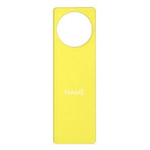 Customize with name, text minimalist yellow door hanger