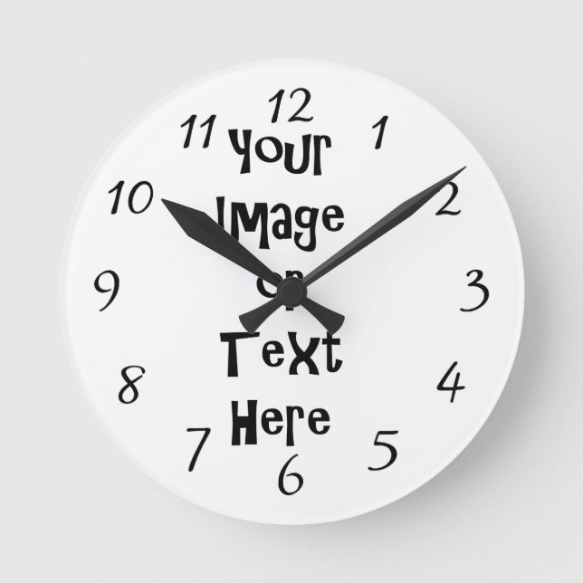 Customize with personalized pictures and text round clock (Front)