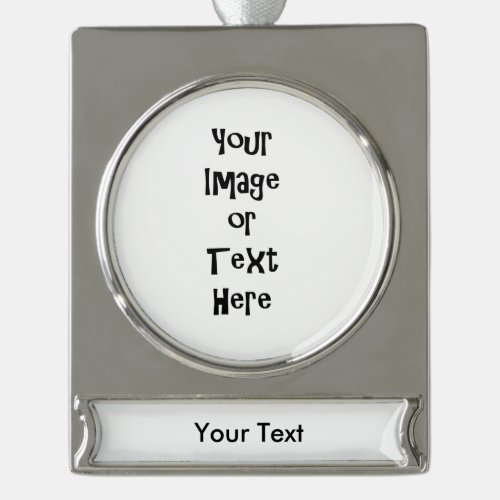 Customize with personalized pictures and text silver plated banner ornament