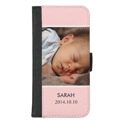 Customize with Your Girl Baby Photo _ Pink Stylish iPhone 87 Plus Wallet Case