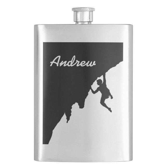 customize with your name rock climber flask (Front)