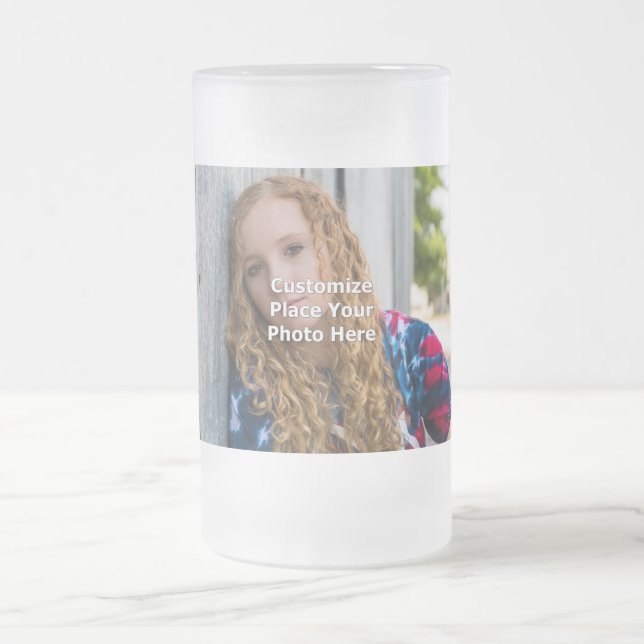 Customize With Your Photo Frosted Glass Beer Mug (Center)