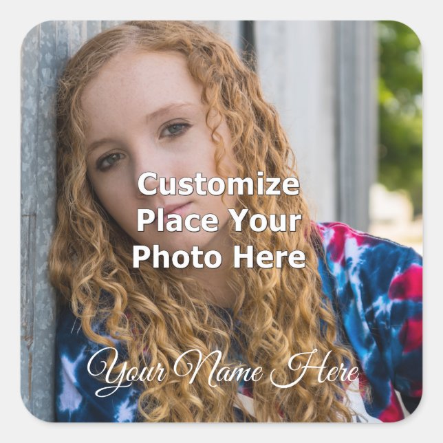 Customize With Your Photo Square Sticker (Front)
