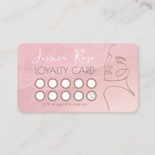 Customize With Your Salon QR Code Line Art Pink Loyalty Card