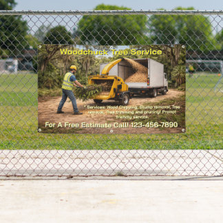 Customize Wood Chipping Business Down South Fence Banner