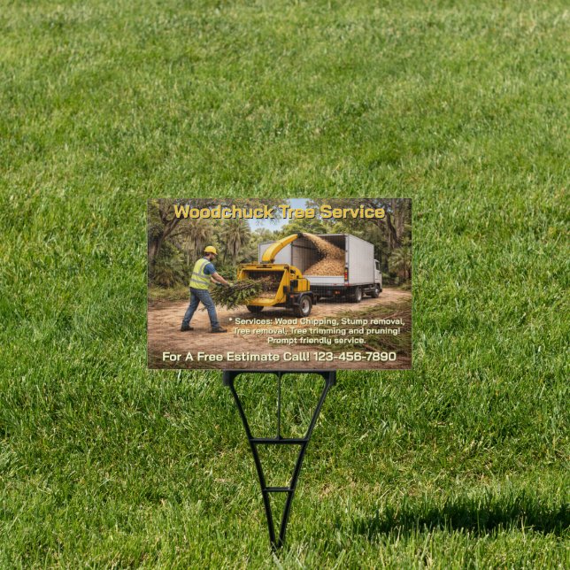 Customize Wood Chipping Business Down South Yard Sign (Insitu)